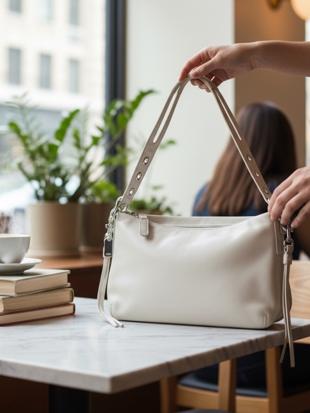 Coach Soho Legacy East West women's shoulder bag in off-white/cream leather.